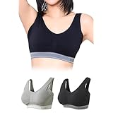 VIAGE (ヴィアージュ) ビューティアップ スポーツブラ ナイトブラ 2枚セット (ブラックグレー/クールグレー, M) 全６サイズ 脇高設計 ノンワイヤー 背面着圧設計 締付け感なし