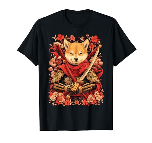 Japanese Shiba Inu Ukiyo-e Anime Katana Funny Japanese Art T-Shirt