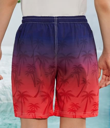 Boys Swim Trunks with Compression Liner Boys Quick Dry 2 in 1 Swim Shorts Summer Beach Shorts Black Red3