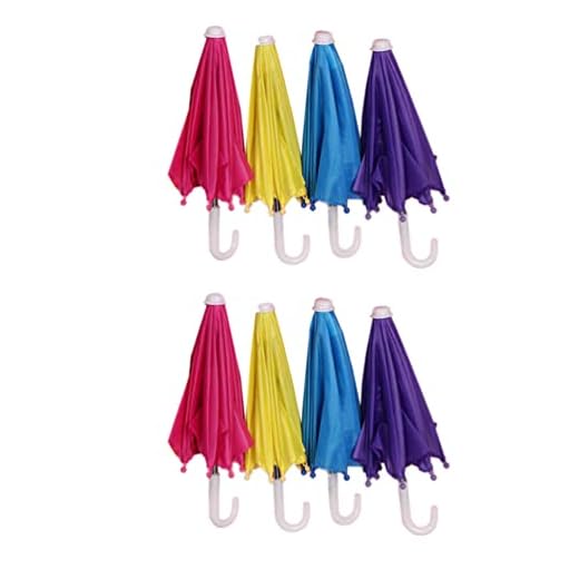 Gadpiparty Paquete de 8 Sombrillas Diminutas Coloridas Mini Muñecas Sombrillas Decoración de Escenas Sombrillas Pequeñas para Bebés Sombrillas de Playa Lluviosas Sombrillas para Niños