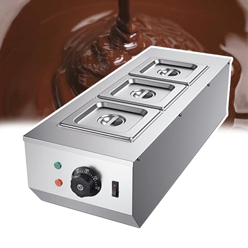 Fundidor de chocolate, calentador de chocolate comercial, calentador de líquido, crisol de acero inoxidable con 3 tanques, máquina eléctrica para el hogar.,A