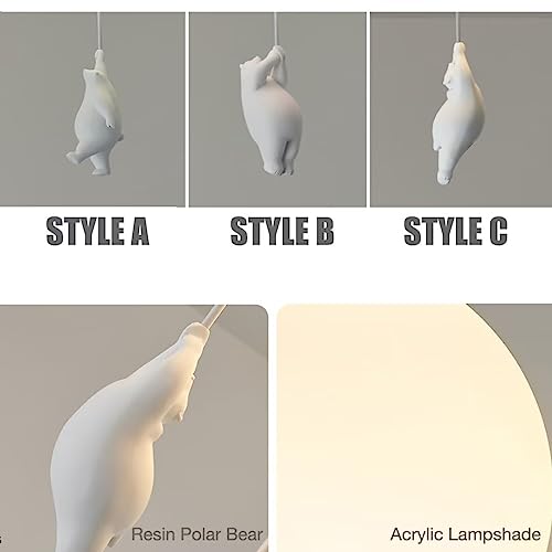 Kreatywna lampa sufitowa LED w kształcie balonowego niedźwiedzia polarnego - urocza oprawa oświetleniowa do pokoju dziecięcego, dekoracja pokoju dziecięcego, zabawne rozwiązanie oświetleniowe