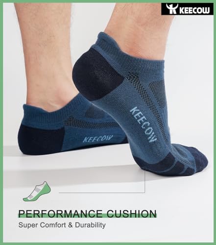 KEECOW Ankle Athletic Running Cushioned Socks for Men & Women No Show Low Cut Sports Cotton Tab Socks 6 Pairs3
