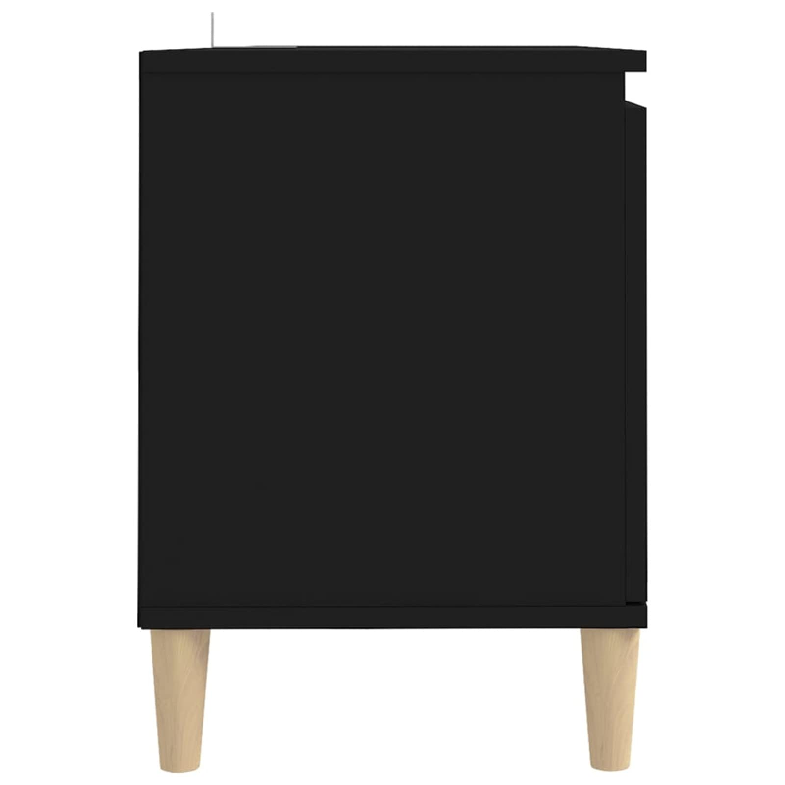 Homgoday Comodino con Gambe in Legno Massello Nero 103,5x30x50 cm, Mobile Porta TV Mobiletto Basso per TV per Tavolino da Salotto Industriale Supporto TV Soggiorno