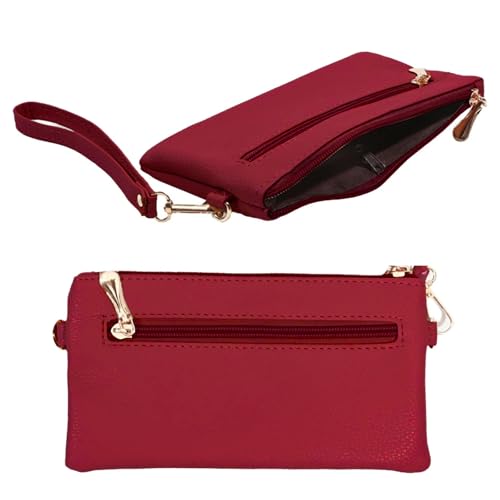 Wallet Women,Compact Card Holder Wallet for Women with Zipper Coin Pocket for Mother Travel Shopping Use,Red4