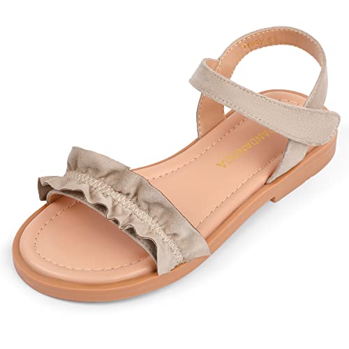 Image of PANDANINJIA Girls Sandals, Open Toe Cute Bow Princess Girls Flats, Sparkly Summer Dress Shoes Sandals for Toddler /Little Kid /Big Kid