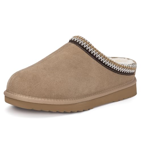 Women's Men's Slippers Platform Mini Boots for Women Genuine Suede Platform Slip-on Slippers Cozy Water Resistant Faux Fur Warm Winter Fuzzy House Shoes Indoor Outdoor