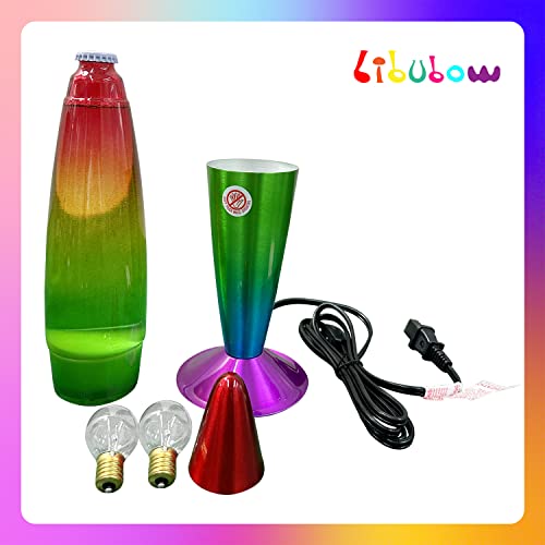 Image of 16 Inch Rainbow Lamp Liquid Motion Lamp with 2 Bulbs, Relaxing Mood Lamp for Home, Office, Bedroom, Red, Yellow, Green