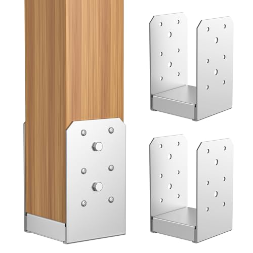 SPACEEUP Post Base 10,2 x 10,2 cm, 3 pezzi, base regolabile per pali in acciaio inox, ancoraggio per pali in calcestruzzo, per ringhiera di ponte, supporto decorativo