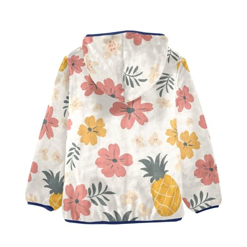 Fruit and Hibiscus Flowers Girls Fleece Jacket Girls Fall Jacket Girls Zip Up Hoodie Girls Sherpa Jacket 2-10T2