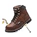 TOSAFZXY Work Safety Boots for Men Durable Crazy-Horse Leather Indestructible Steel Toe Waterproof and Non-Slip Better Warmth Men Work Shoes Brown 9