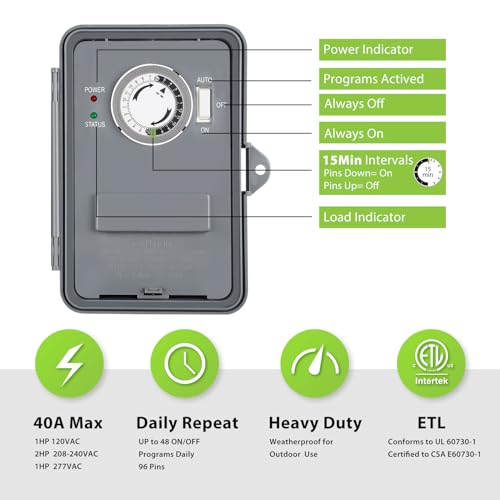 Bn-Link CP-U49A Pool Pump Timer, Outdoor Mechanical Timer Box thumb #1