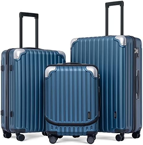 LEVEL8 Grace Luggage Sets Hardside Suitcase Set with Spinner Wheels,TSA Lock, 3-Piece Set (20/24/28) – Blue