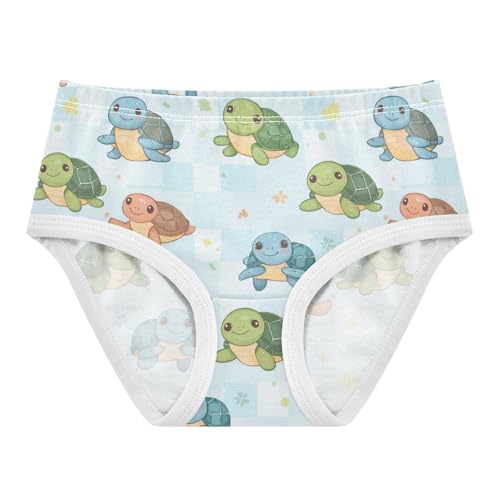 ZZKKO Cute Turtle Checkered Girls Underwear Toddler Panties for Girls Comfort Brief Size 2-8T
