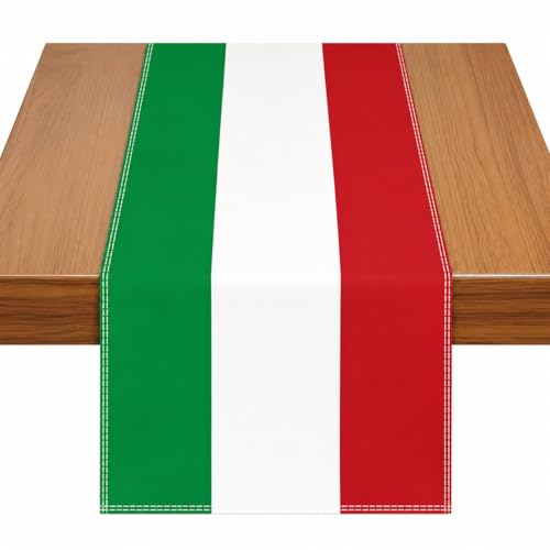 Italienische Deko Tischläufer Draußen Italien Deko Tischdeko 33 x 180 cm Italienische Tischdecke im Flaggen Design für Esstisch Buffet Geburtstag Fußballabend und Familienfeier