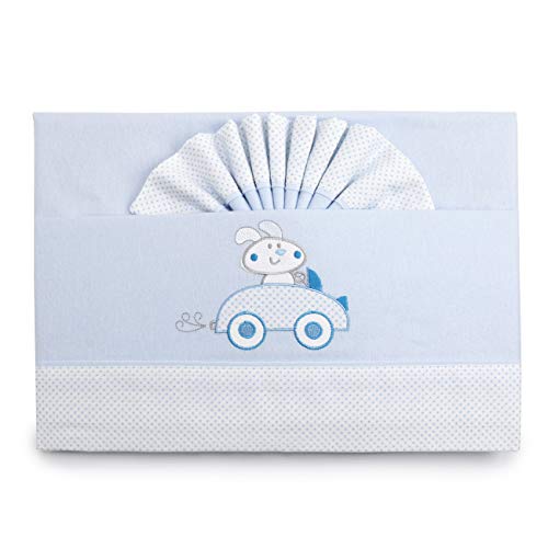 Parure de lit flanelle berceau 80x50 cm Pekitas drap housse et plat bébé bleu 3pcs