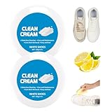 acuever 2PCS White Shoes Clean Cream - Multipurpose No-Wash Solid Comes with Sponge Removes Stains, White Shoe Cleaner Cream for Sneakers Leather Soles, 60-Second Quick Clean, 160G