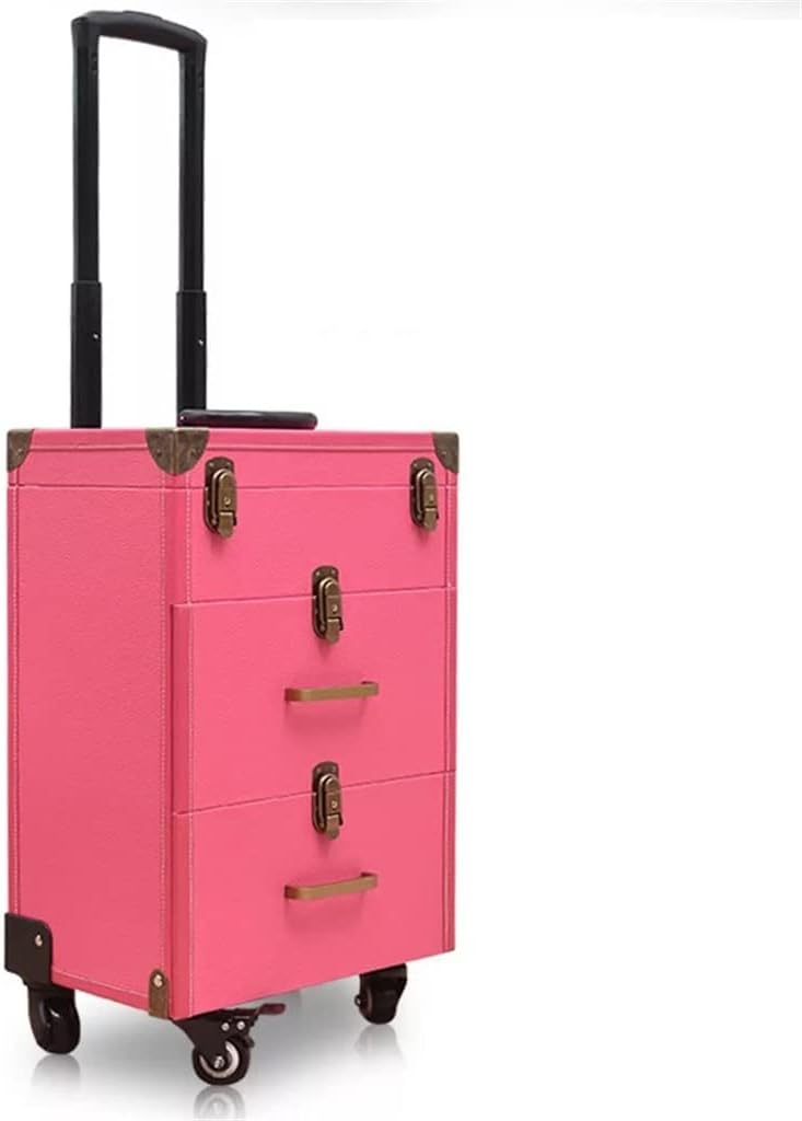 Rolling Luggage Makeup Kit​​​Beauty Suitcase Wheeled Cosmetic Bag Nail Art Tattoo Trolley Bag(D)