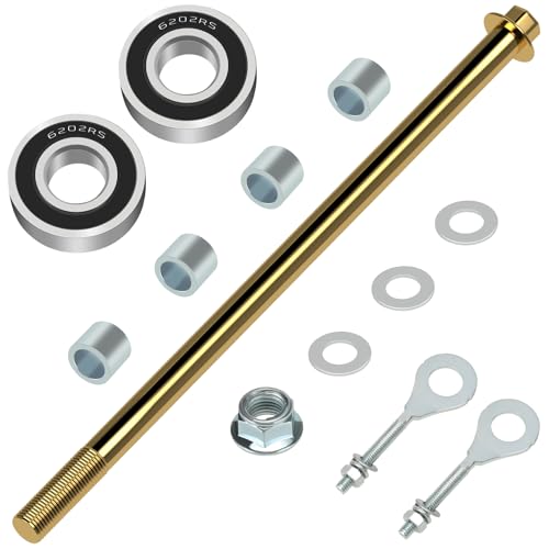 CILOYU 14mm 325mm Mini Bike Rear Wheel Axle Nut Kit + 6202RS Rear Bearing Kit Compatible with Coleman CT200U 196CC 200CC 6.5HP Mini Bike Powersports Accessories Parts 15mm Chain Adjuster
