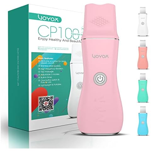 VOYOR Facial Skin Scrubber, Blackhead Remover Facial Pore Cleaner, Face Skin Spatula with 3 Modes, Acne Comedones Extractor CP100 (Pink) Cover