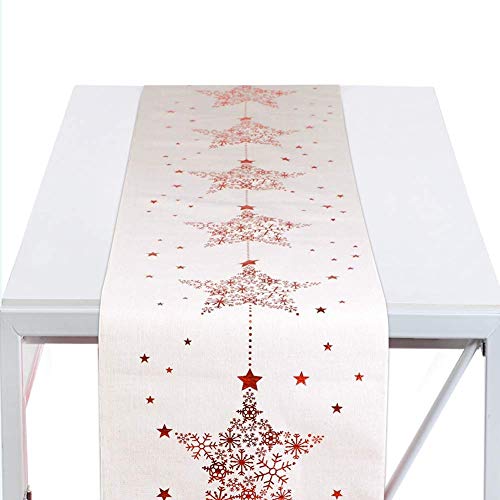 Camino de Mesa navideño, manteles de Cocina de 11 x 106 Pulgadas, decoración para Navidad, acción de Gracias, manteles de algodón Impresos, decoración para Mesa de Comedor, cafetería Cover