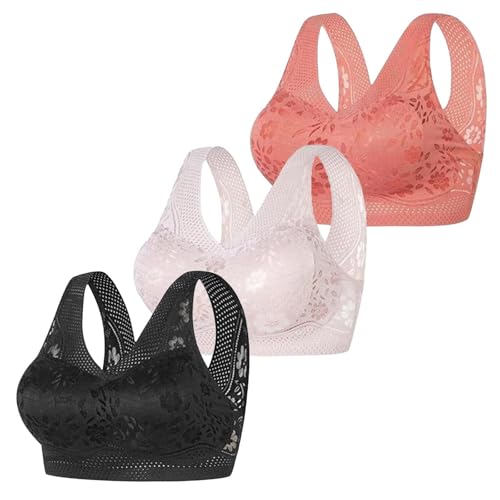 Sujetador de encaje floral para mujer, sin varillas, paquete múltiple, camiseta sin mangas, cobertura completa, brasier de yoga, brasier diario, brasier cómodo de alto apoyo, sostén deportivo elástico