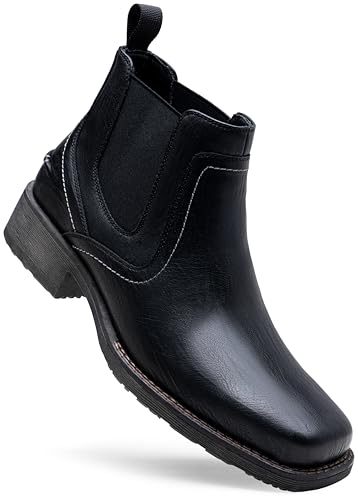 Image of Jousen Chelsea Boots Men Square Toe Ankle Mens Dress Boots Casual Slip On Boots for Men