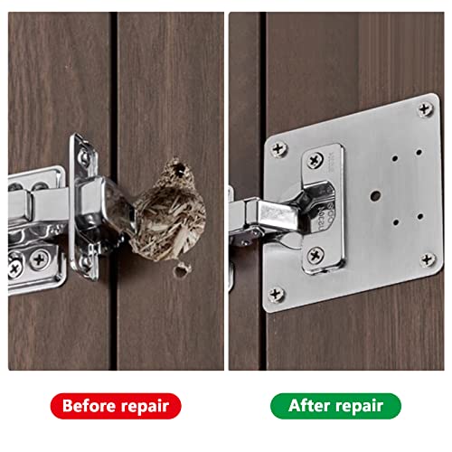 Honeueuen 10 Pack Hinges Repair Plate with Screws, Stainless Steel Hinge Repair Plate Kit - Image 4