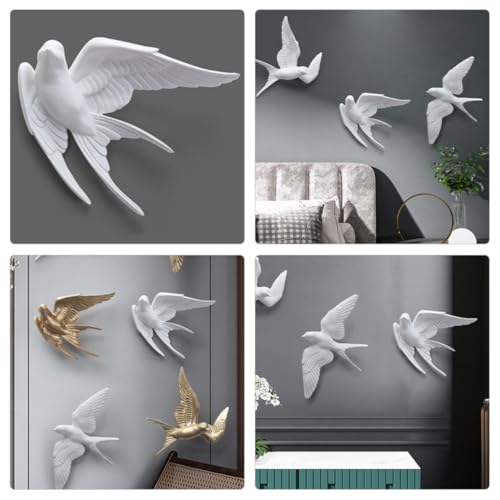 Décoration murale extérieure 3d oiseau hirondelle blanche lot de 2 - 4