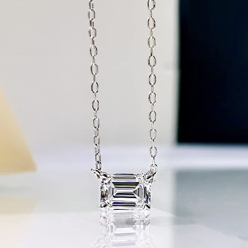 Collier pendentif diamant moissanite émeraude argent 925 - 3