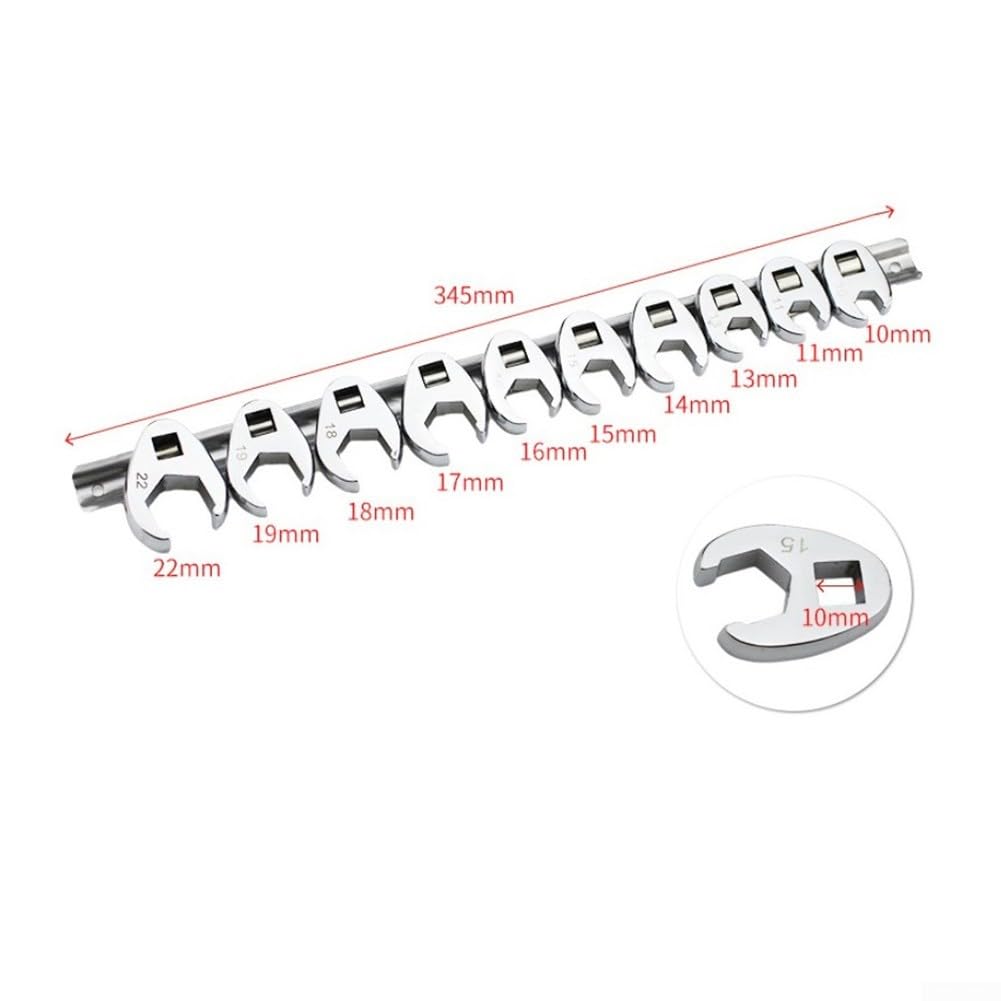 Chiavi a Piede di Corvo, Set di Chiavi a forchetta, 10 22 mm metriche, Acciaio al Carbonio, Cromato