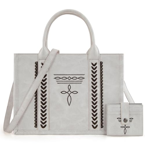 Image of Montana West Longhorn Whipstitch Western Top Handle Tote Bag with Card Wallet Set