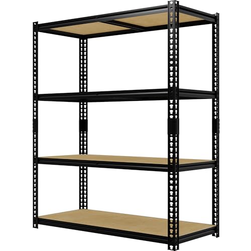 GAOMON 60" H Heavy Duty Shelving Units, 4 Tier Garage Metal Storage Shelves, 2000LBS Capacity Steel Black Shelf Rack Adjustable for Home Kitchen Warehouse Pantry, 60" H x 40" W x 20" D ﻿
