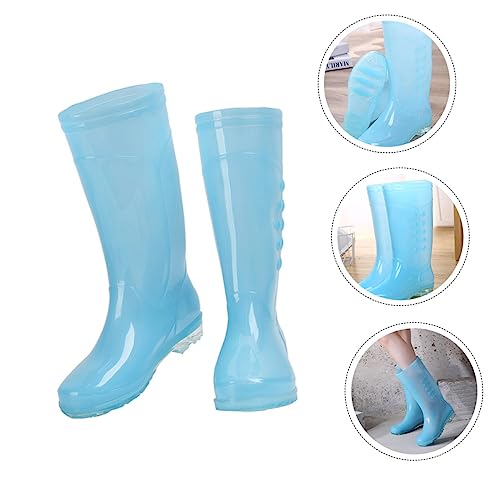 Gadpiparty Transparent High Rain Boots for Women Pvc Rain Shoes with Durable Sole for Comfort and Traction Easy to Wear and Clean for Wet Conditions4