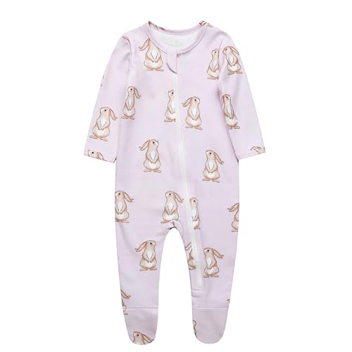 Image of O2 BABY Baby Boys Girls Organic Cotton Zip-Front Sleeper Pajamas, Footed Sleep 'n Play