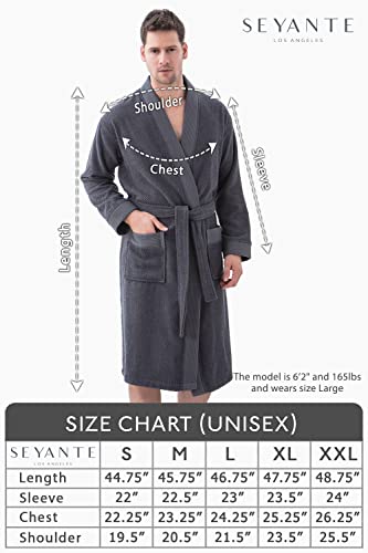 Seyante Luxury Turkish Cotton Terry Men's Kimono Bathrobe - Premium Cotton Men's Terry Cloth Robe - Long Textured, Rice Weave Trim (X-Large, White/Kimono) #TOP5