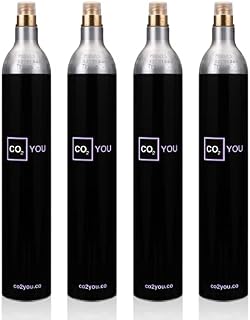 CASE of 4 X CO2 YOU 60 Litre Spare Gas Cylinder Compatible with All Home Use Soda Makers, CO2 Cylinders for Making Sparkling Water at Home