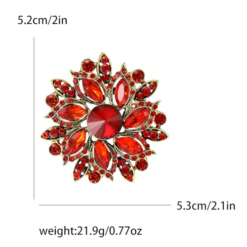 Image of Rhinestone Flower Brooch for Women Vintage Crystal Flower Brooch Pin Elegant Clothing Hat Bag Accessories Christmas Birthday Party Wedding Costume Jewelry