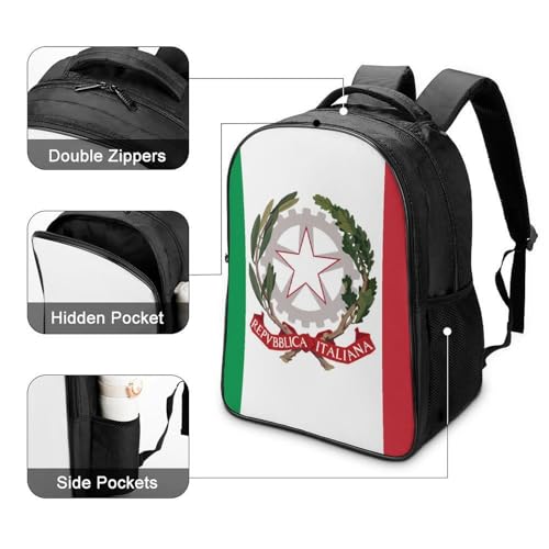 State Ensign of Italy Flag Funny 16 Inch Backpack for Men Women Casual Daypack with 2 Compartment for Travel Work4