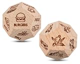 coiyie 2 Pieces Date Night Dice Set, 1 Couple & 1 Food Decision Dice for Couples, Perfect for Date Nights, Anniversaries, Couple Gifts - Wooden