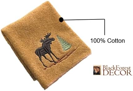 BLACK FOREST DECOR Moose & Pine Wash Cloth – Western Wash Cloths for Bathroom
