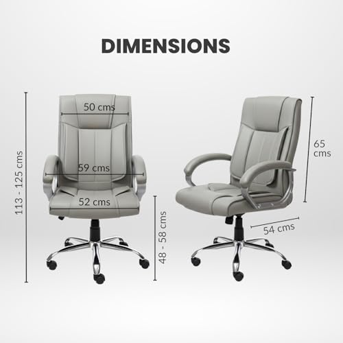Image of activa Ergonomic Office Chair | Premium Leatherette Boss Chair with Padded Seat & Backrest | Adjustable Height Seat for Work /Study /Gaming (Kylie, Grey)
