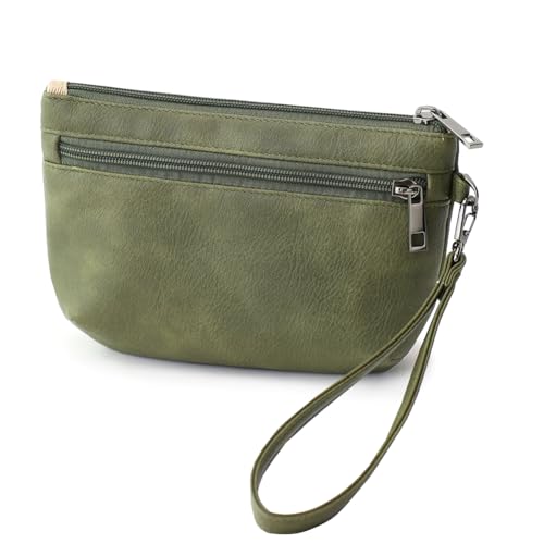 Image of Small Wristlet Wallets for Women, Zip Clutch Bag with Wristlet Pouch, 3-Zipper Original Design