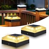 vighep 4x4 Solar Post Cap Lights Outdoor – 2 Pack Fence Post Light with 3 Color Modes, Waterproof Black Solar Powered Deck Lights for Wooden/Vinyl Posts Top, Garden