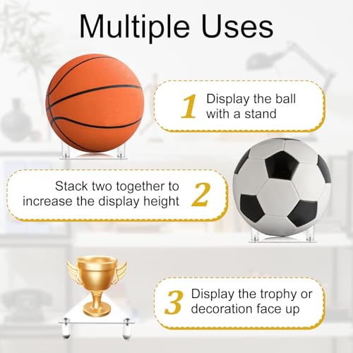 Bewudy Acryl Ballhalter, Ball Ausstellungsstand, Basketball Ballständer Regal Ball Display Stand Storage Holder für American Football Fussball Volleyball Handball Bowling Acrylständer (1pc)