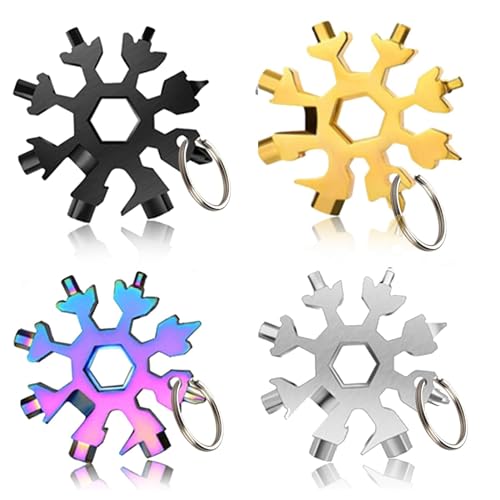 4 Piezas Multiherramienta Copo de Nieve,18 en 1 Multiherramienta de Acero Inoxidable,Copo de Nieve Destornillador,Abrebotellas Multi Herramienta,para Exterior Viaje Camping (4pcs)