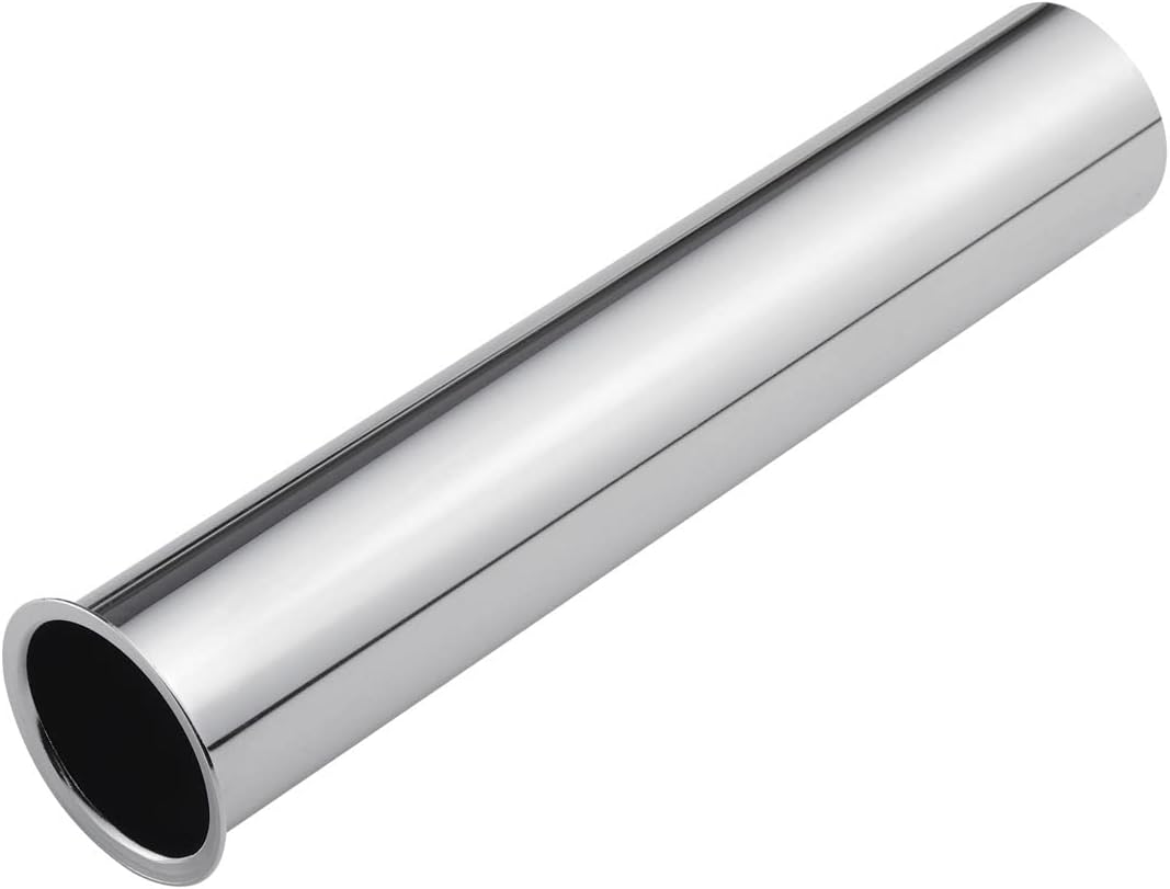 ZM Heavy-Duty Flanged Sink Tailpiece, 8 inch Length, 20GA Chrome (1-1/4'')