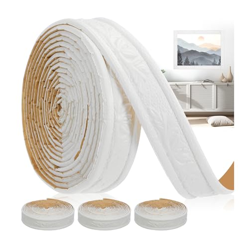 ULTECHNOVO 3 Rolls Peel and Stick 3D Wall Molding Trim - Flexible Self-Adhesive Foam Moulding Panels for Wall Decor, Ceiling Edging, and Mirror Frames (6 Pieces) (3)