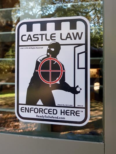 3-Pack Decals - Castle Law Enforced Here - 3.75" x 5" Home Security Window Stickers - Crime Deterrent ADT Brinks No Soliciting Law Enforcement Alarm Video Burglar