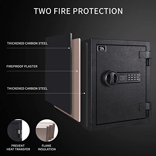 TIGERKING Fireproof Safe,1.24 Cubic Feet Small Steel Money Safe Box Home Safes with Digital Lock for Home and Office